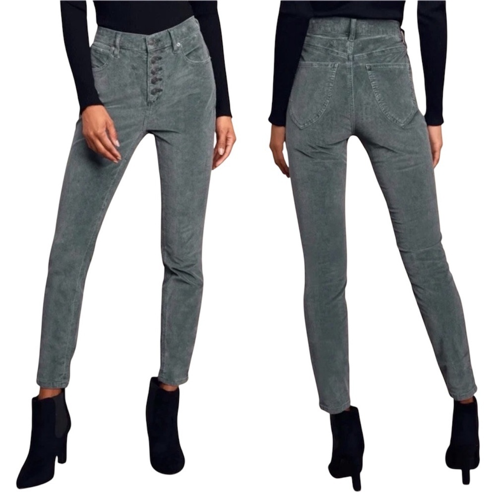 Free People Corduroy Stylish Gray High-Waisted Pants